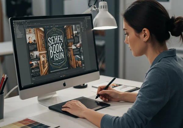 Professional designer creating a bespoke book cover