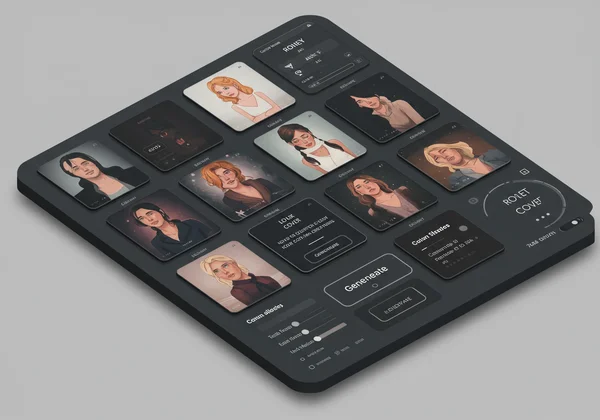 AI interface generating multiple book cover prototypes quickly