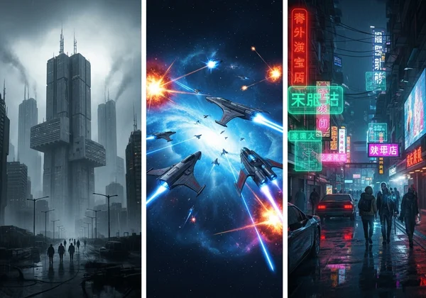 Visual examples of diverse sci-fi sub-genres