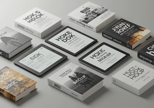 Stack of professional KDP-ready book mockups for marketing