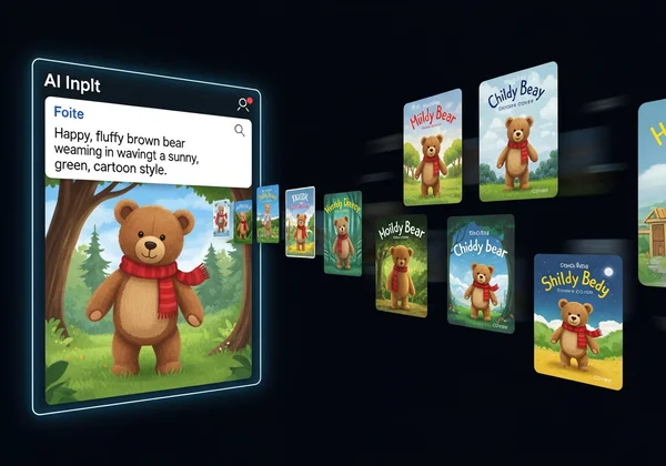 AI interface generating children's book covers from a prompt