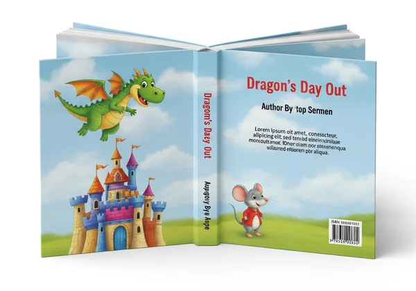 3D mockup of a children's book showing front, spine, and back