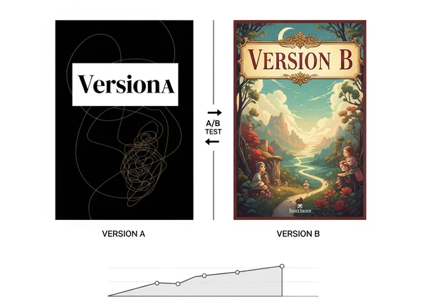 AI A/B testing two book covers for comparison