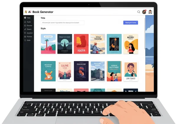 User creating multiple book covers with AI tool