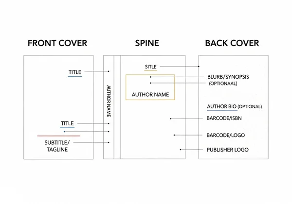 Labeled diagram of book cover anatomy