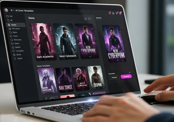 AI book cover design interface