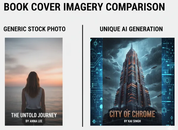 AI generating unique, genre-specific book cover art