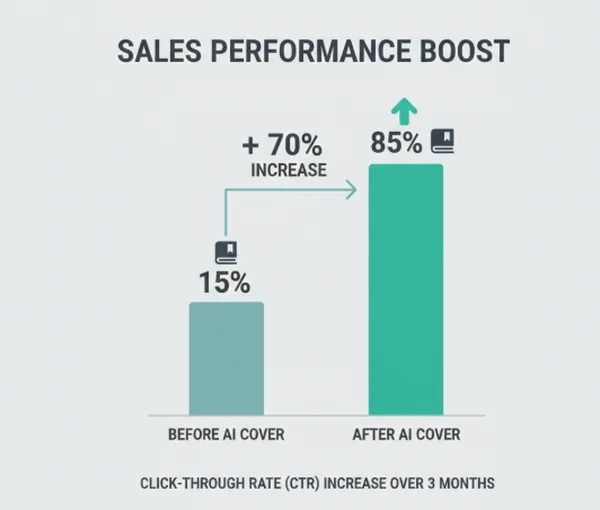 Graph showing increased book sales after AI cover